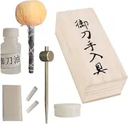 Katana Maintenance and Cleaning Kit in Wooden Box - Includes Choji Abura, Uchiko, Bamboo Mekugi, Mekugi Nuki, Nuguigami - Traditional Samurai Sword Cleaning and Care