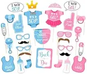 30PCS Baby Shower Photo Booth Gender Reveal Boy or Girl Party Decoration Props Party Supplies Photobooth Prop Set