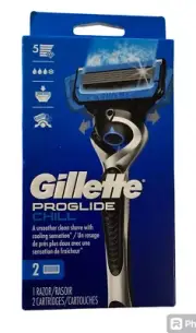 Gillette ProGlide Chill Razor + 2 Cartridges NEW