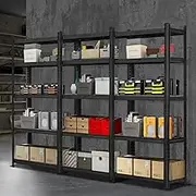 Sharptoo 3 x 1.5m Height Garage Shelving Steel Warehouse Shelf Rack with Adjustable Shelves Black