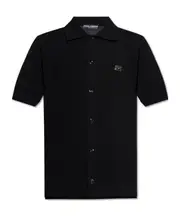 Dolce Gabbana Logo Tag Short-Sleeved Knitted Shirt XL,M black