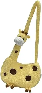 [UxicRuya] Giraffe Print Shoulder Bag Portable Women Girls Giraffe Shape Plush Bag