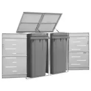 NNEVL Double Wheelie Bin Shed 138x77.5x115.5 cm Stainless Steel