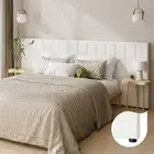 Oikiture Bed Frame Headboard Double Queen King Size Head Bedhead White Boucle