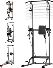Advwin Pull Up Station, 9-Level Height Adjustable Power Tower Chin Up Dip Station for Home Gym Strength Training, Max Load 180KG