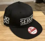 New Era 9fifty Black SnapBack Cap Hat “SERUM” Stitched Logo 2015 NWTs