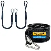 3FT*2 Bungee Dock Line+50FT*3/8inch Double Braided Nylon Boat Anchor Rope
