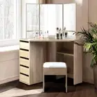 NNEDSZ Artiss Dressing Table Stool Set Corner 5 Drawers Oak