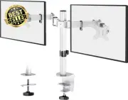 Dual Monitor Arm White, Desk Mount for 13-32" Screens,Adjustable VESA 75mm/100mm