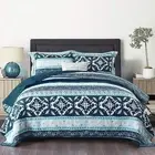 NEWLAKE Cotton Bedspread Quilt Sets-Reversible Patchwork Coverlet Set, Boho C...