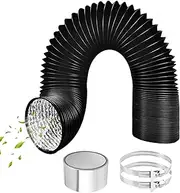 ComPDCVD 80mm Air Ducting 3m PVC Aluminium Foil Flexible Ducting with 2 Hose Clamps Air Tumble Dryer Vent Hose Flexible Ventilation Duct for Tumble Dryer, Extractor Hood, Ventilation