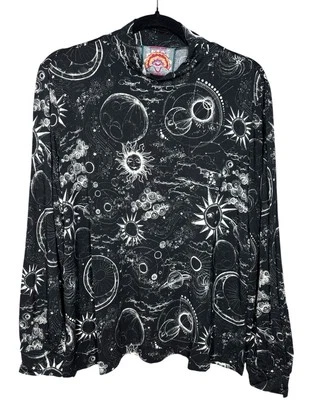 Johnny Was S The Janie Favorite Puff Sleeve Tee T-Shirt Black Mina Mock Neck