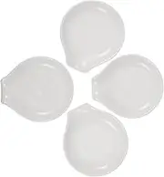 HEALEEP 4pcs Ceramic Spoon Holder Kitchen Utensil Rest for Dining Table Dishwasher Safe Easy to Clean for Spoons Chopsticks Forks White Cooking Accessory