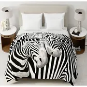 Renee Taylor 100 % Acrylic Soft Heavy Weight Printed Mink Blankets 220 x 240 Cms Zebra