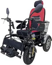 Heavy Duty Electric Wheelchair for Adults, Double Grips, Rear Anti-Roll Wheel and Large Storage Basket, 25 Km Long Travel Range Electric Wheelchair