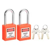 Lockout Tagout Locks 1-1/2 Inch Shackle Key Different Padlock Orange 2 Pcs