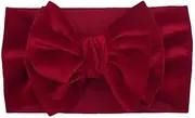 [Wyjuan] Baby Girls Velvet Bow Headbands, Red Elastic Turban Hair Accessories, Wide Knotted Design, Pack for Newborn and Toddlers