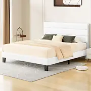 ALFORDSON Bed Frame Queen Double King Single Size Upholstered Base White Boucle