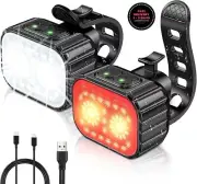 Luces para bicicleta, juego de luces recargables para bicicleta, superbrillantes