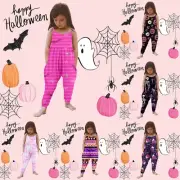 Girls' Halloween Print Tank Jumpsuit Romper With Harem Rompers for Teen Girls