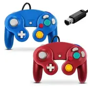 Gamecube Wired Controller for Nintendo Gamecube Super Smash Bros Blue & Red set