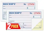 Money and Rent Receipt, 2-3/4 x 5-3/8 Inches, 2-Parts, Carbonless, White/Cana...