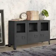 Industrial Sideboard Anthracite 105x35x62 cm Metal and Glass vidaXL