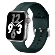 Friendie Byron Silicone Sports Band for Apple Watch (Green/Silver) [Small]