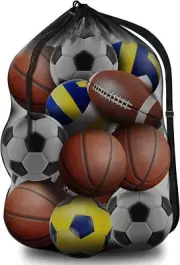 BROTOU Extra Large Sports Ball Bag Mesh Basketball Bags Team Balls Adjustable...