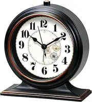Tabletop Clock Home Retro Decorative Clock Bedroom Bedside Alarm Clock Silent Desk Clock Battery Powered Decorative Table Clock(Black) Aqiong