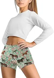 [Yzaoxia] Girls Gymnastics Shorts High Waisted Athletic Running Shorts Yoga Workout Activewear 5-14Y
