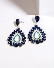 Blue Crystals Drop Earrings