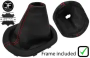 RED STITCH LEATHER MANUAL GEAR BOOT+PLASTIC FRAME FITS KIA SPORTAGE 2010-2015