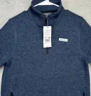 Eddie Bauer Sweater Mens Small Navy Fleece Quarter Zip Pullover Classic Fit NEW