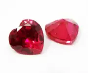 Natural Treated Loose Gemstone 7 mm Heart Cut Super Clean Mogok Ruby 2 Pieces