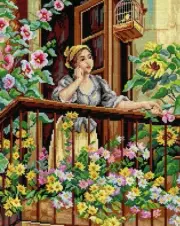 "A Pensive Moment" Printed Canvas for Cross Stitch Tapestry Gobelin 2980R