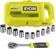 [RYOBI] RHRS10PC 1/4" Drive Ratchet and Sockets Set (10 Pieces)
