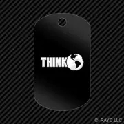 Think Green Keychain GI dog tag engraved many colors go green environmental