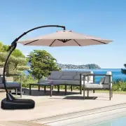 BANSA ROSE Cantilever Umbrella 11' Aluminum w/ Concealed WheelBase Champagne