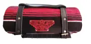 CUSTOM CHICANO BIKER RED AZTEC BIRD AND SERAPE ROLL UP BLANKET BLACK/RED WHITE