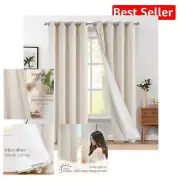 Elegant Light Filtering Linen Blend Curtains - 50x90 for Luxurious Privacy