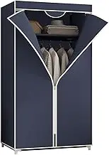 Wardrobe Canvas Wardrobe,Portable Wardrobe Shelves with Hanging Rail,Shelves,Fabric Cover,Clothes Closet Storage Organizer,