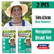 2x Mosquito Fly Head Net Outdoor Fishing Insect Mesh Hat Bug Mozzie Protector AU