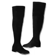 DONNA KARAN “LYRA” BLACK 100% GOAT LEATHER FLAT OVER THE KNEE/THIGH HIGH BOOTS