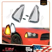 For 06-10 Dodge Charger Clear Amber Front Signal Corner Lights White DRL Lamps
