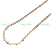 Men&Women's Real 18K Rose Gold Filled 24 inch 2mm Thin Flat Snake Chain Necklace