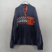 SmartWool Sweater Mens XL Blue Speckled Fair Isle Heavy Henley Merino Alpaca