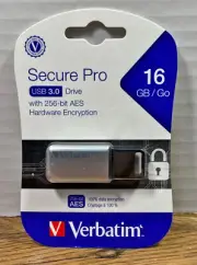 Verbatim Store'n'Go Secure Pro 16GB Storage USB 3.0 Flash Drive For Laptop/PC