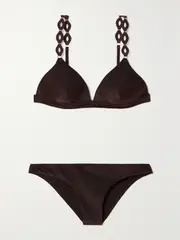 [Zimmermann] Zimmermann - August Embellished Triangle Bikini - Chocolate - 2 A/B 2 A/B Brown