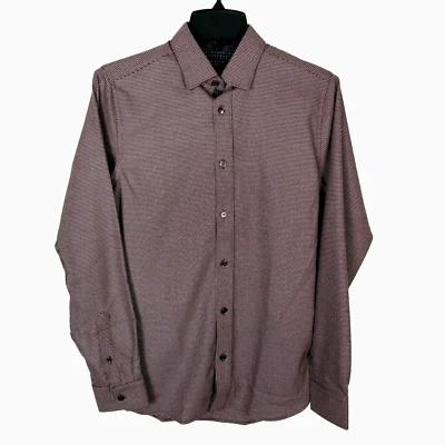 Ted Baker Men Red Long Sleeve Textured Velos Button Down Shirt 1 US XS